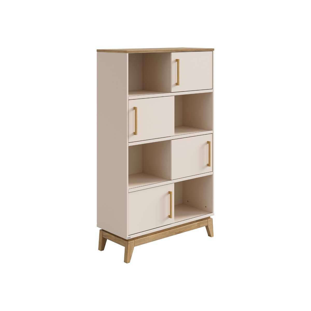 Paidi STIENE Standregal, 8 Fächer, 4 Schiebetüren, Cashmere-Beige/Eiche
