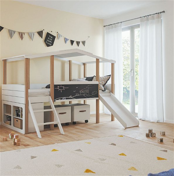 Kinderzimmer Set 7-teilig Cory mit Hausbett 90 x 200 cm