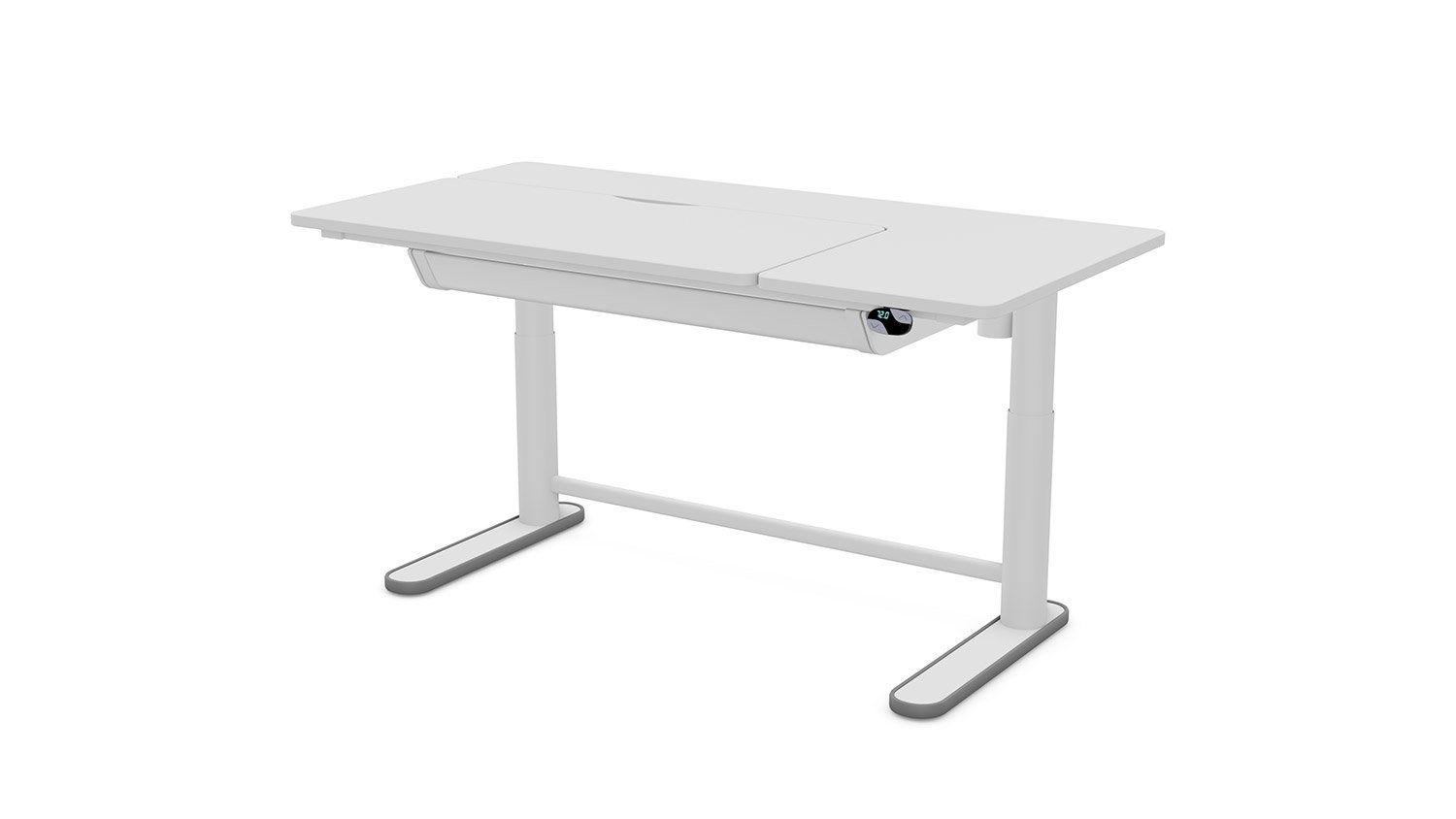 Schreibtisch Ergo, linke Seite neigbar, deckend weiß