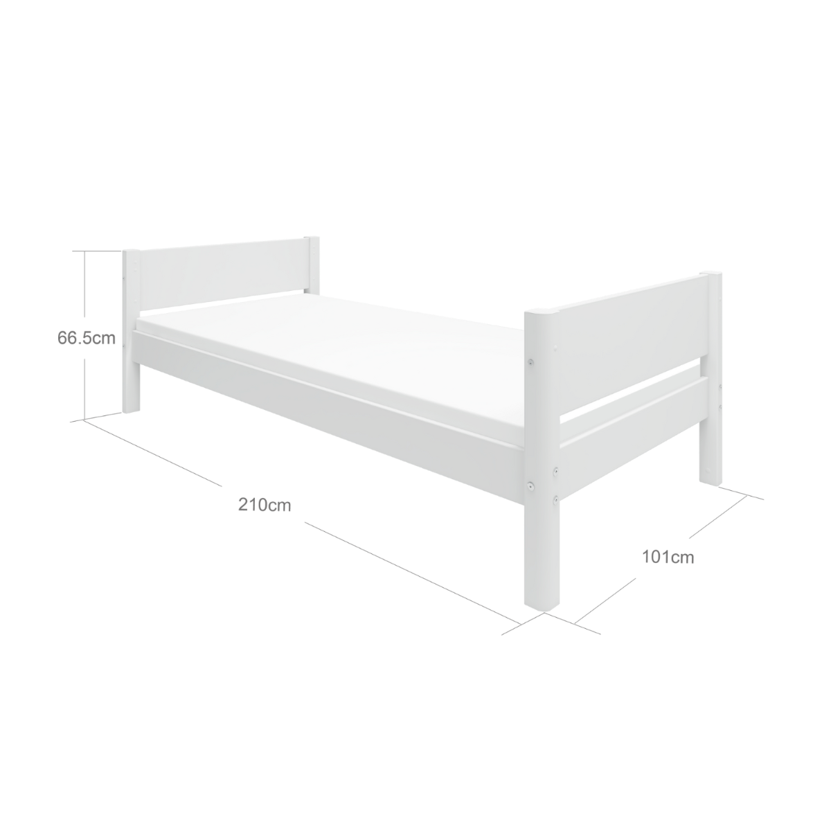 White Einzelbett in weiß, 90 x 200cm