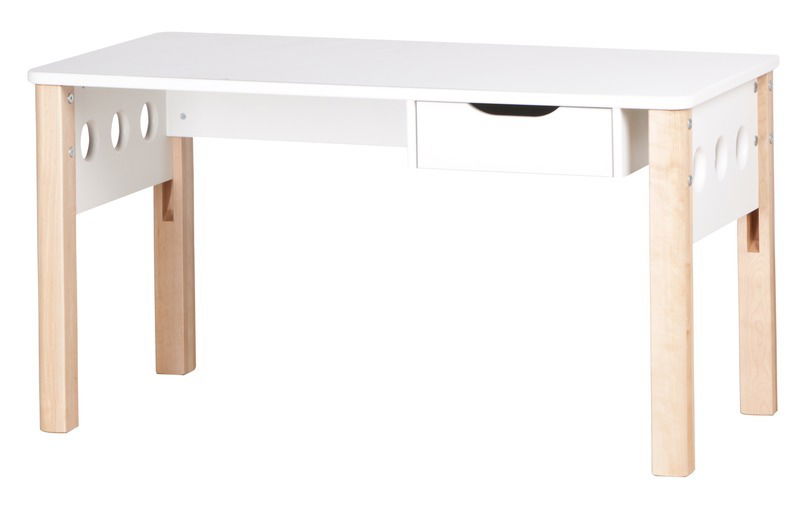 Study Schreibtisch mit Schublade White MDF Höhenverstellbar Birke Beine *Abverkauf*