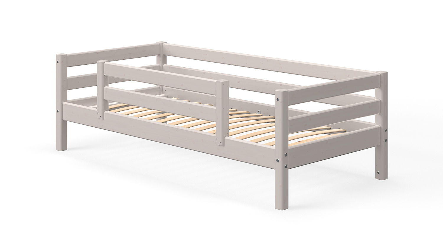 Classic Einzelbett mit Absturzsicherung Mittig in whitewash, 90 x 200cm
