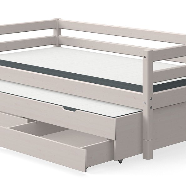 Classic Einzelbett mit Gästebett & Bettkästen in Greywash, 90 x 190cm