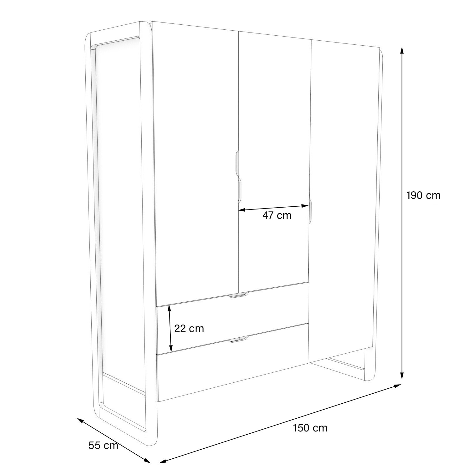 Kleiderschrank Laslo 3-türig