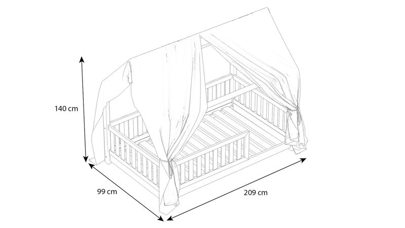 Hausbett Lilly in Eukalyptus mit Flachsprossen (90 x 200cm)