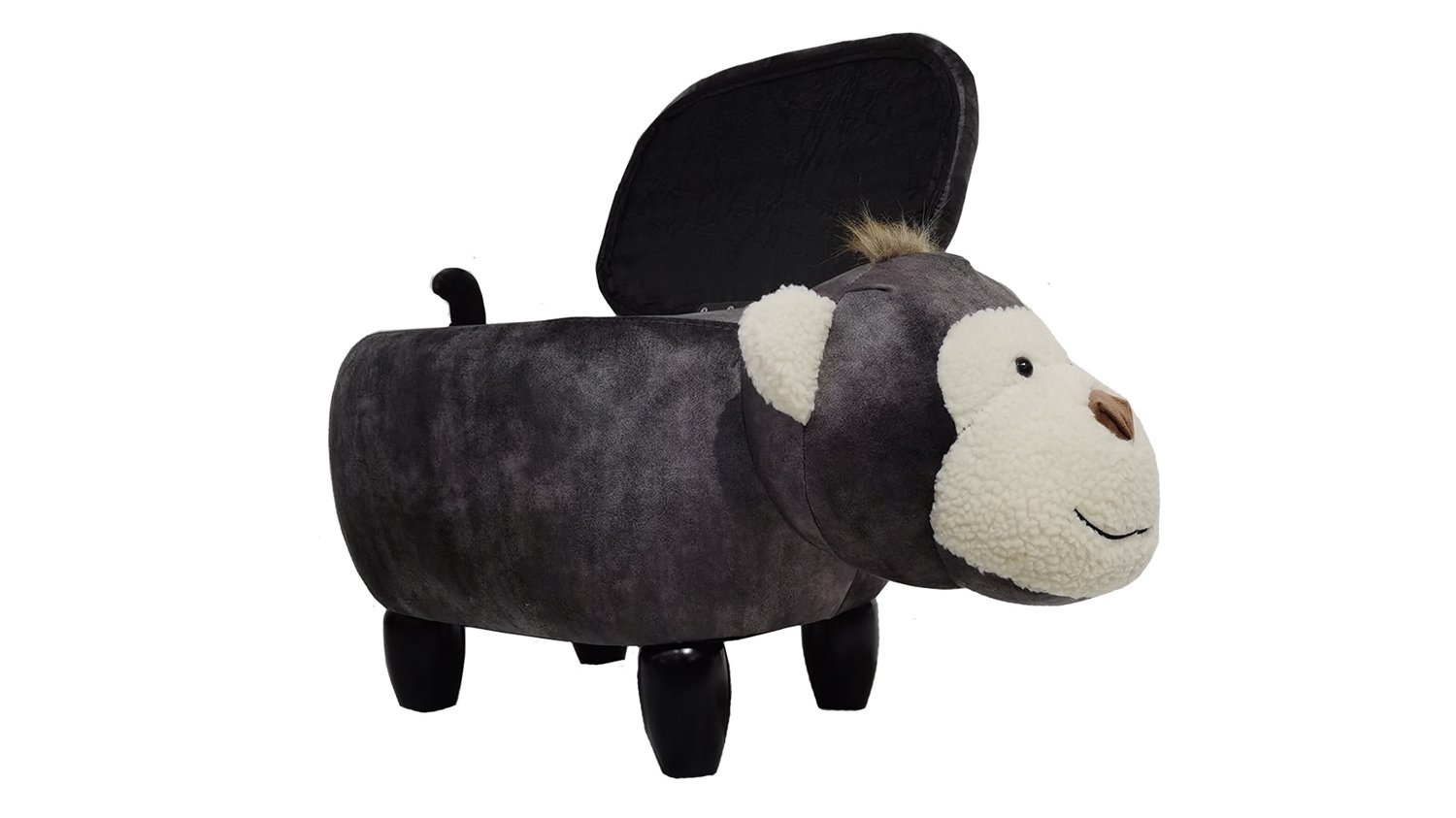MyAnimalCube Sitzhocker Affe Aki schwarz (mit Stauraum)