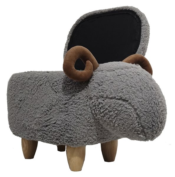 MyAnimalCube Sitzhocker Schafbock Sammy grau (mit Stauraum)