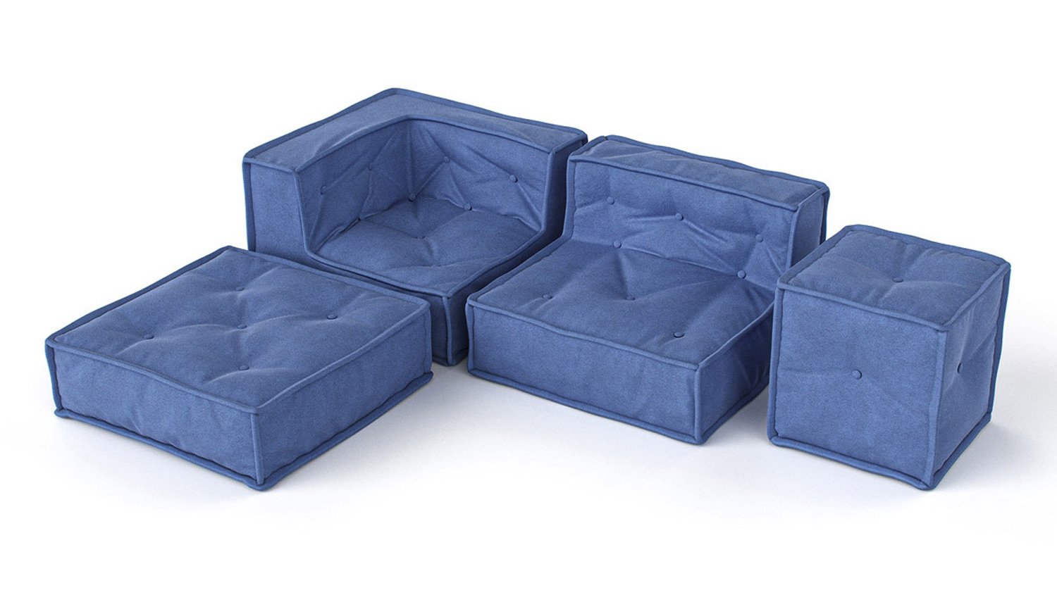 MyColorCube Kinder-Sofa Set C blau 4-teilig