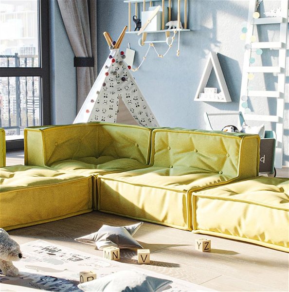 MyColorCube Kinder-Sofa Set E gelb 5-teilig