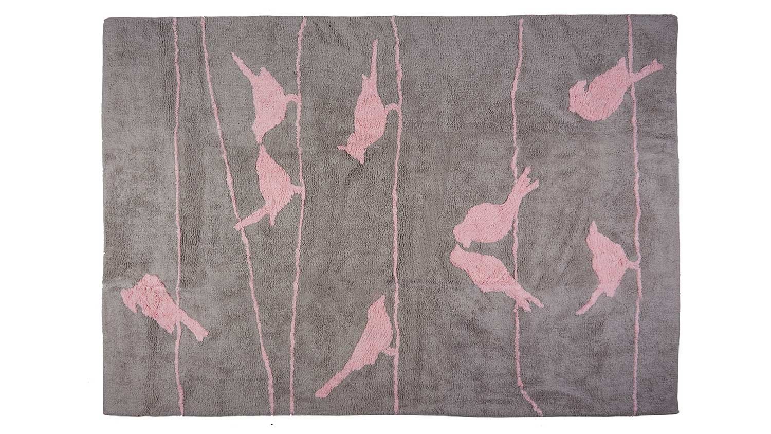 Teppich Paloma grau / rosa 120 x 160 cm (Vogelmotiv)