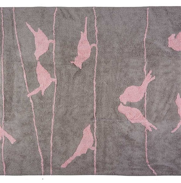 Teppich Paloma grau / rosa 120 x 160 cm (Vogelmotiv)