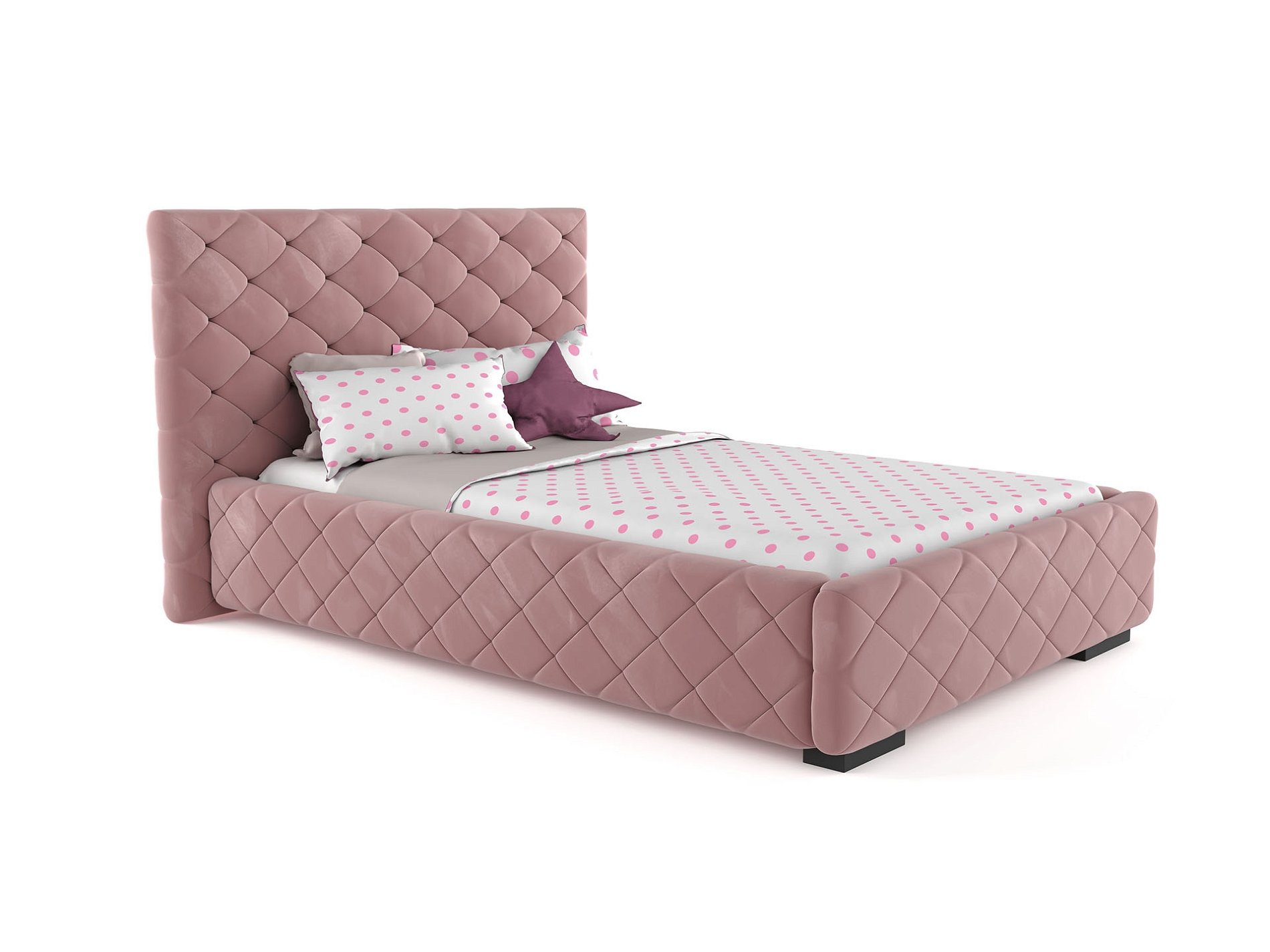 Polsterbett Viana in Velour Flamingo, 120 x 200 cm
