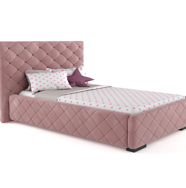 Polsterbett Viana in Velour Flamingo, 120 x 200 cm