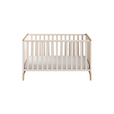 Paidi STIENE Babybett 70 x 140 cm mit 2 Schlupfsprossen Lattenrost AIRWELL Comfort, Cashmere-Beige/Eiche
