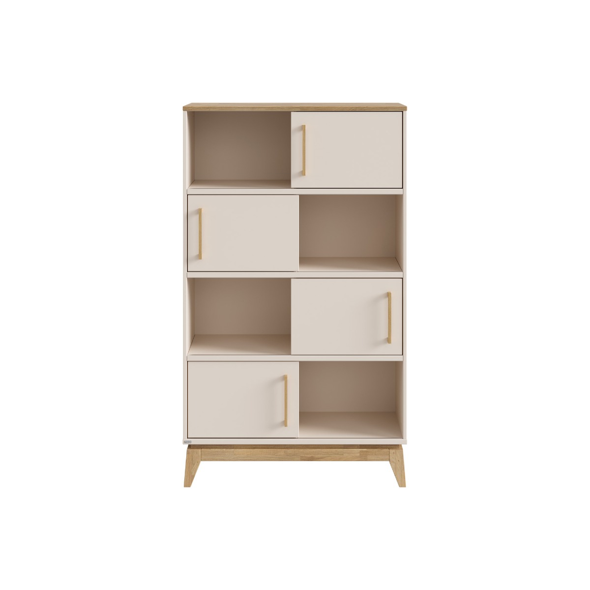 Paidi STIENE Standregal, 8 Fächer, 4 Schiebetüren, Cashmere-Beige/Eiche