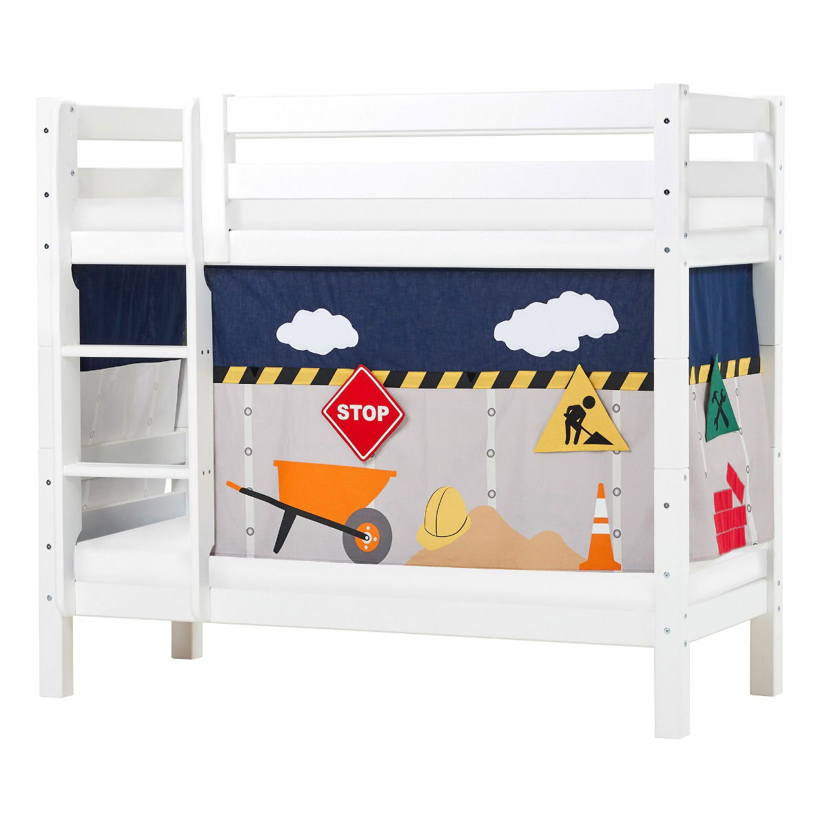 BUNDLE ECO Luxury Etagenbett 70x160 cm mit CONSTRUCTION-Vorhang und ECO Luxury Matratze