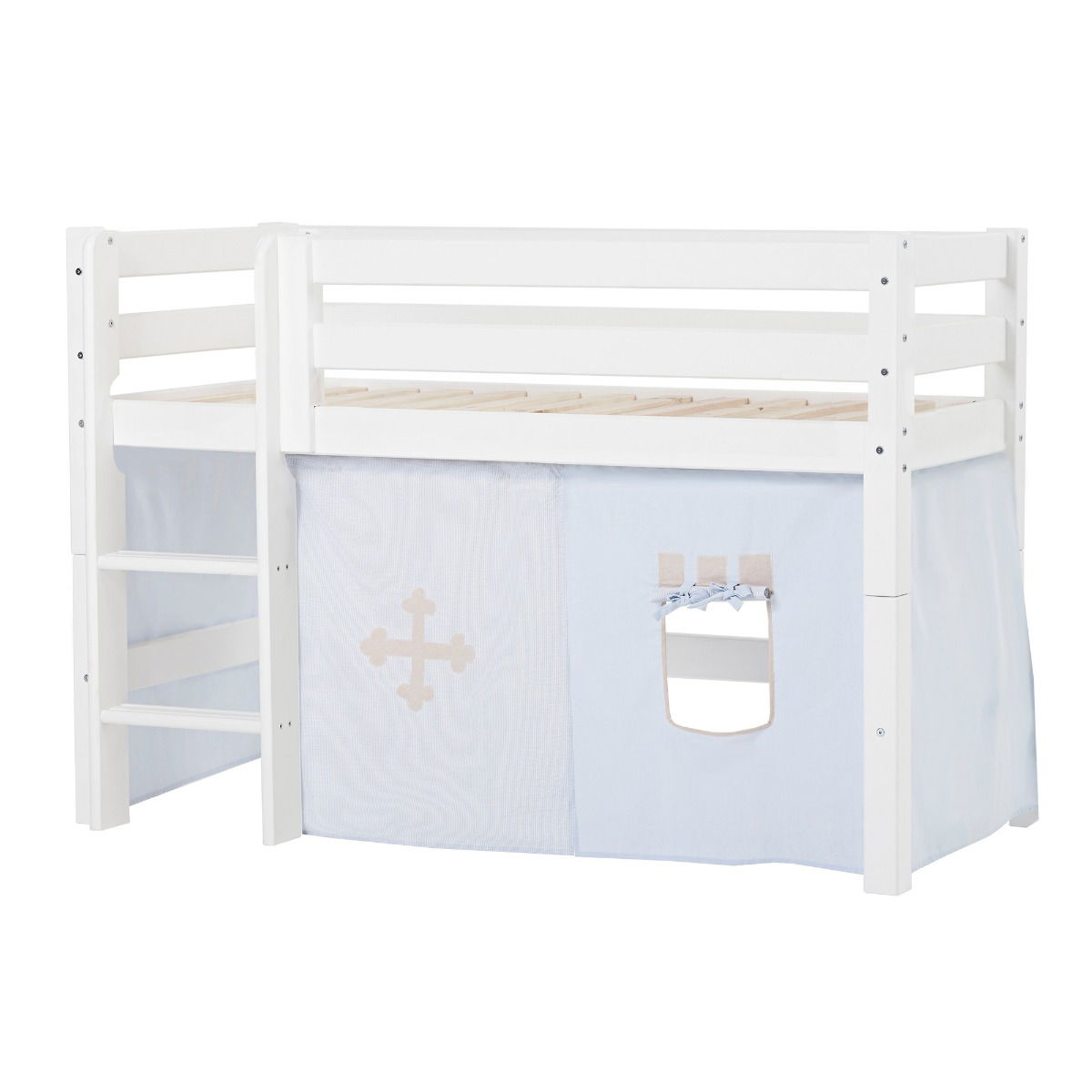 BUNDLE ECO Luxury Halbhochbett 70x160 cm mit FAIRYTALE KNIGHT-Vorhang