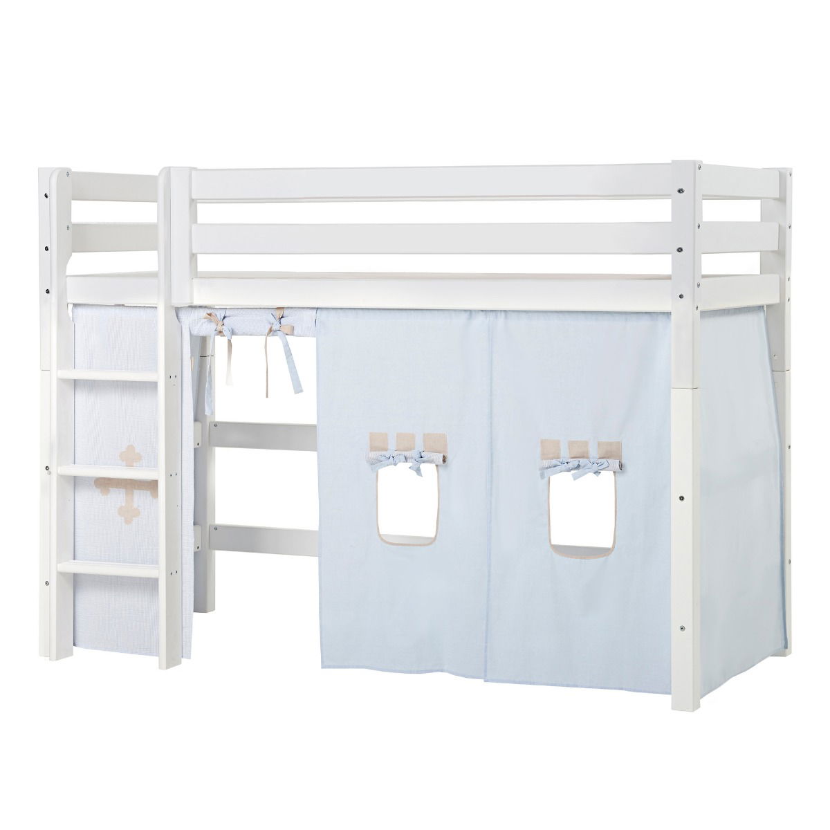 BUNDLE ECO Luxury Mittel-Hochbett 90x200 cm mit FAIRYTALE KNIGHT-Vorhang