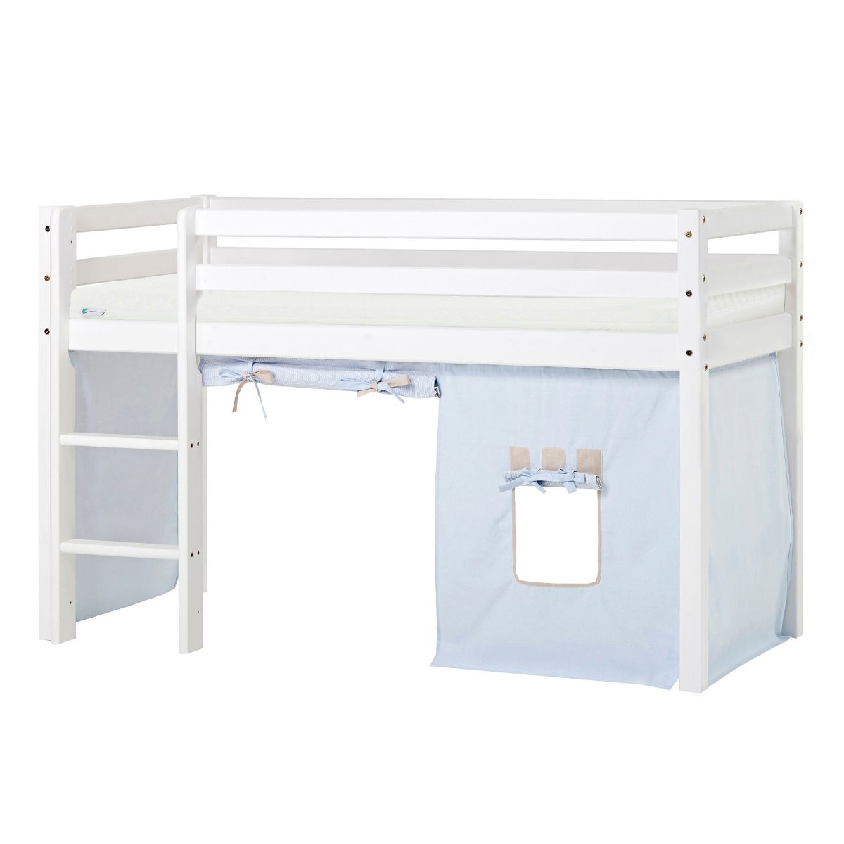 BUNDLE ECO Dream Halbhochbett 70x160 cm (nicht teilbar) mit FAIRYTALE KNIGHT Vorhang und ECO Dream-Matratze