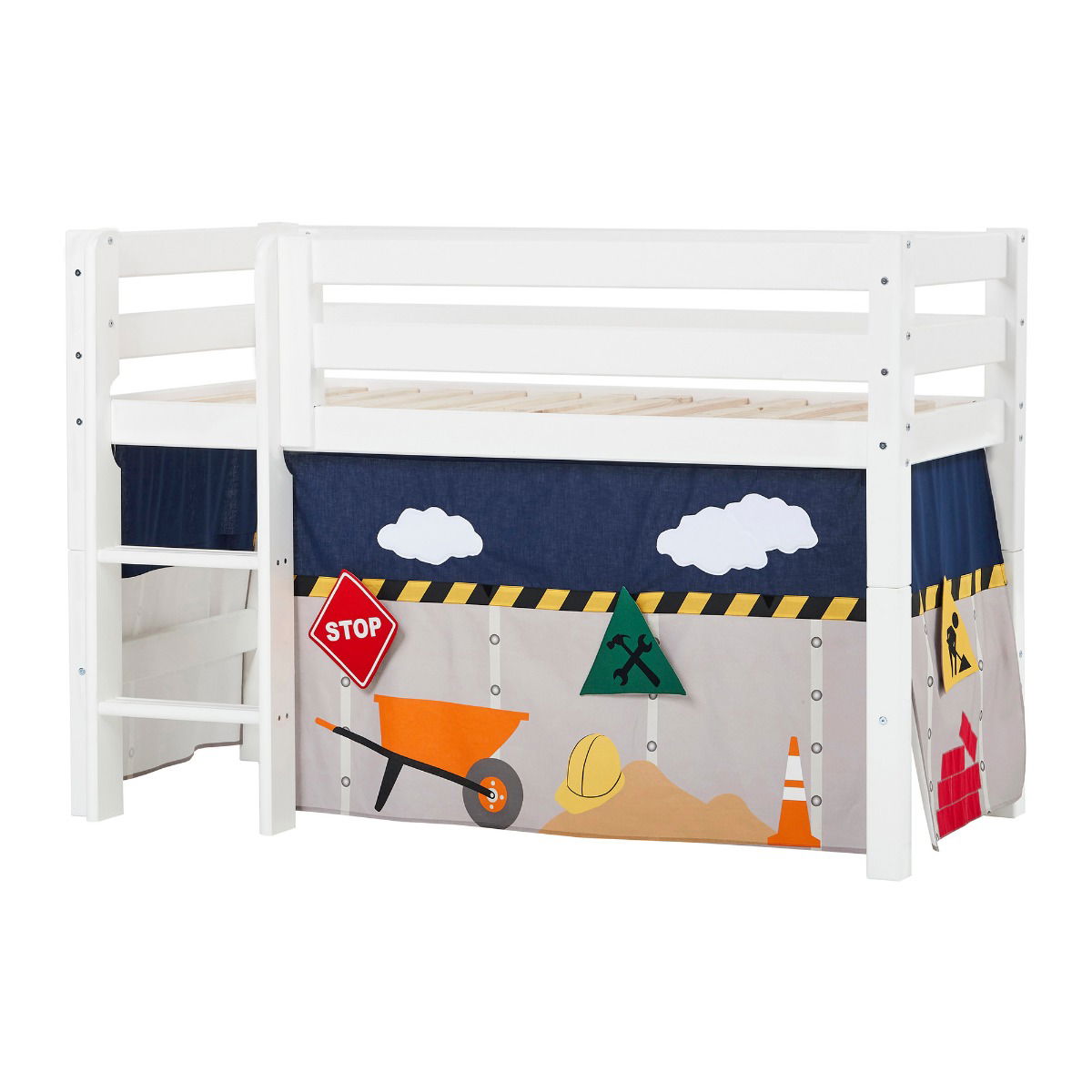 BUNDLE ECO Luxury Halbhochbett 70x160 cm mit CONSTRUCTION-Vorhang