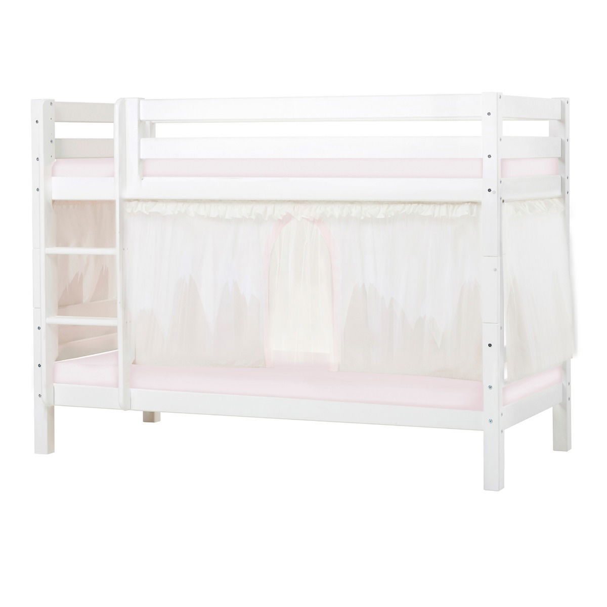 BUNDLE ECO Luxury Etagenbett 90x200 cm mit WINTER WONDERLAND Vorhang und Schaummatratze