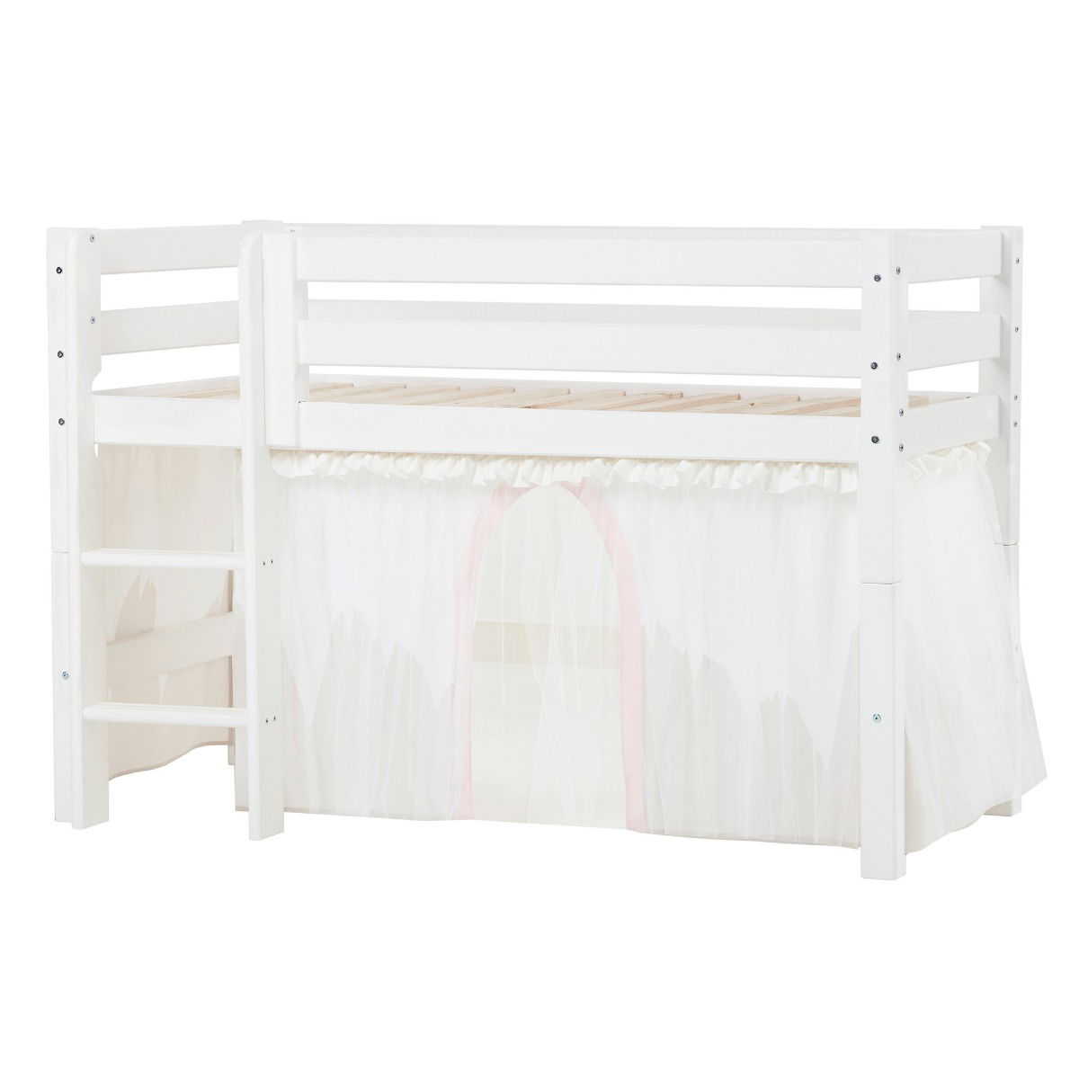 BUNDLE ECO Luxury Halbhochbett 70x160 cm mit WINTER WONDERLAND Vorhang