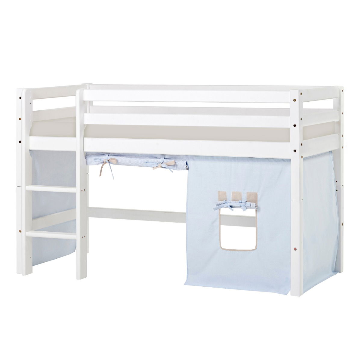 BUNDLE ECO Dream Halbhochbett 70x160 cm mit FAIRYTALE KNIGHT Vorhang und Kaltschaum-Matratze