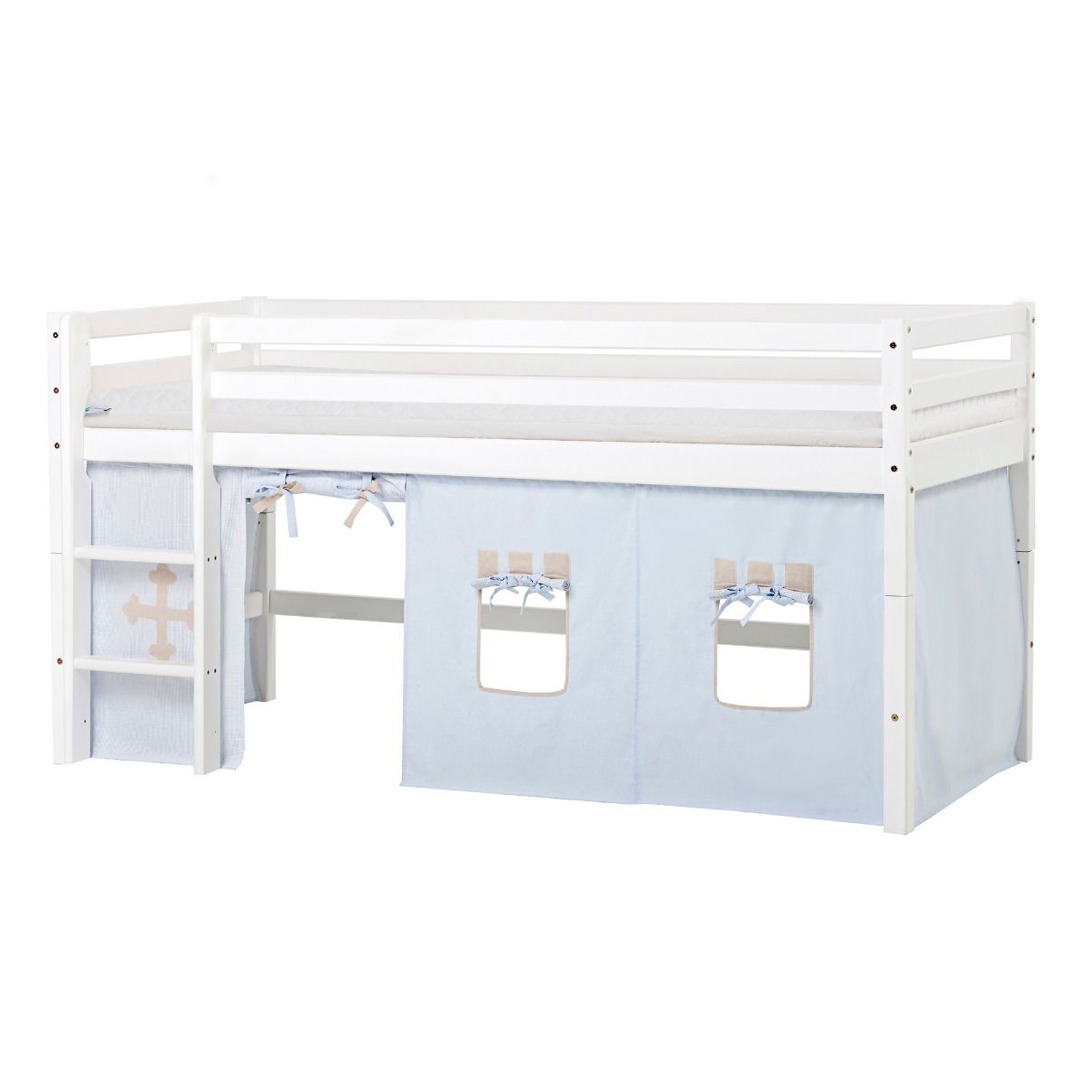 BUNDLE ECO Dream Halbhochbett 90x200 cm (nicht teilbar) mit FAIRYTALE KNIGHT Vorhang und ECO Dream-Matratze