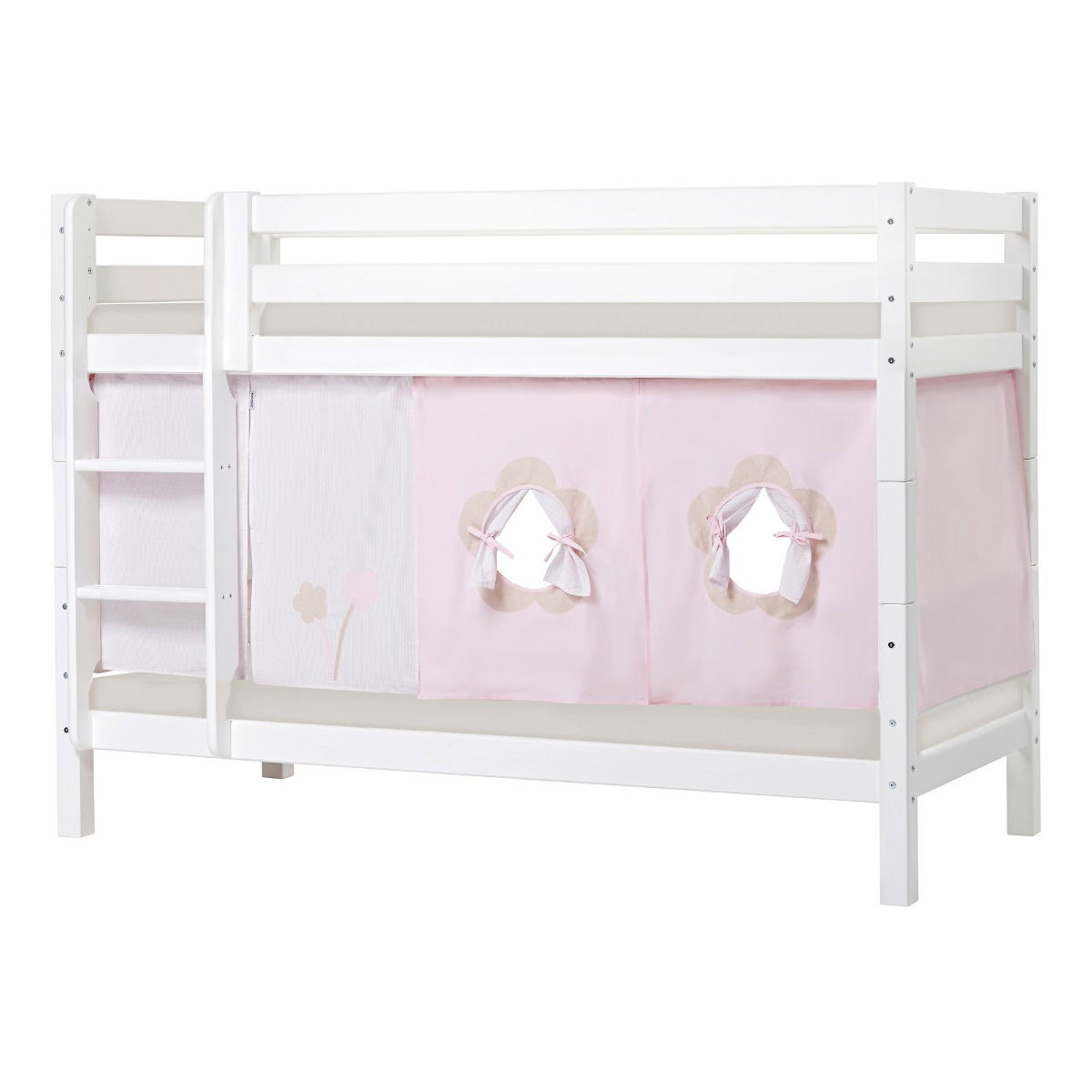 BUNDLE ECO Luxury Etagenbett 90x200 cm mit FAIRYTALE FLOWER-Vorhang und Kaltschaum-Matratze