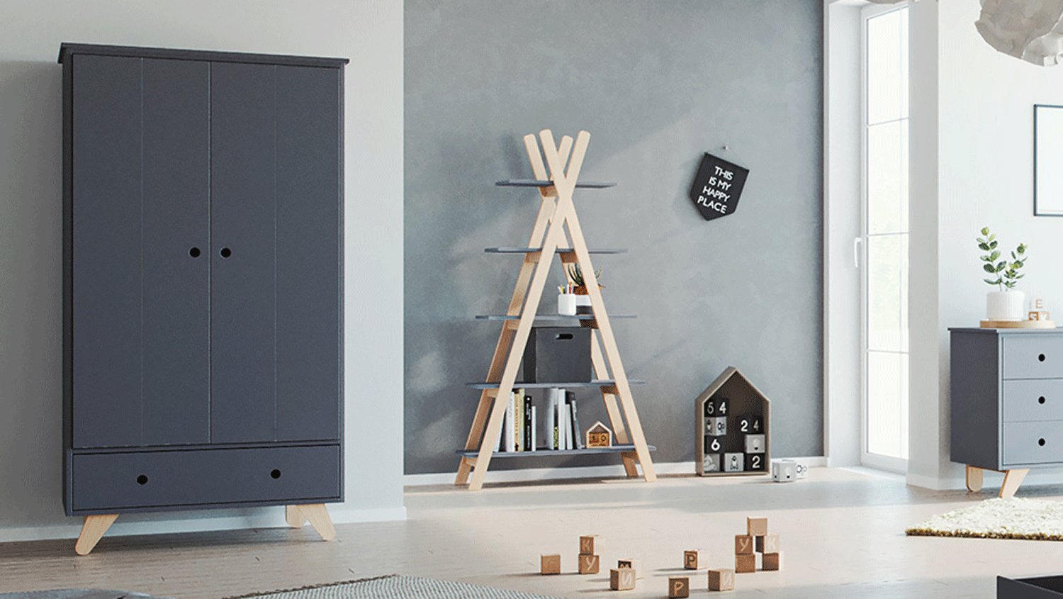 Inter Link Kleiderschrank GENF Natur Massivholz