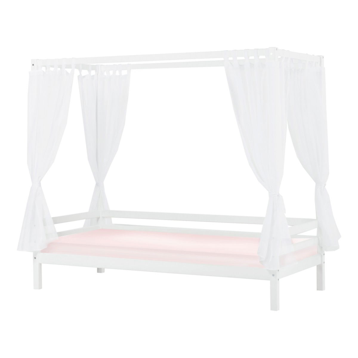 BUNDLE ECO Dream Himmelbett 90x200 cm mit Betthimmel und Kaltschaum-Matratze mit Bezug (Bezugfarbe: Mauve Morn)