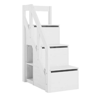 Treppe mit Geländer für halbhohe Betten, Treppenmodul weiß (H 128cm)