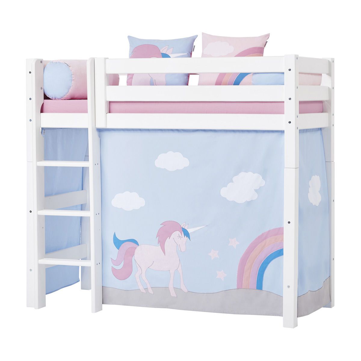 Hoppekids Vorhang-Set für mittelhohes Bett 70x160 Dessin UNICORN