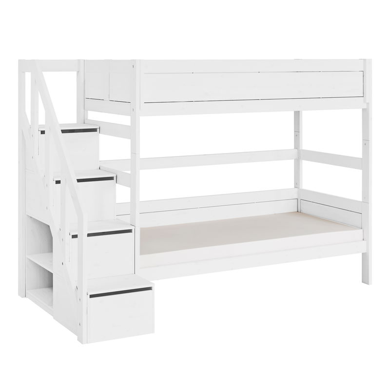 Etagenbett mit Treppe white mit Deluxe Lattenrost Etagenbett mit Treppe white mit Deluxe Lattenrost
