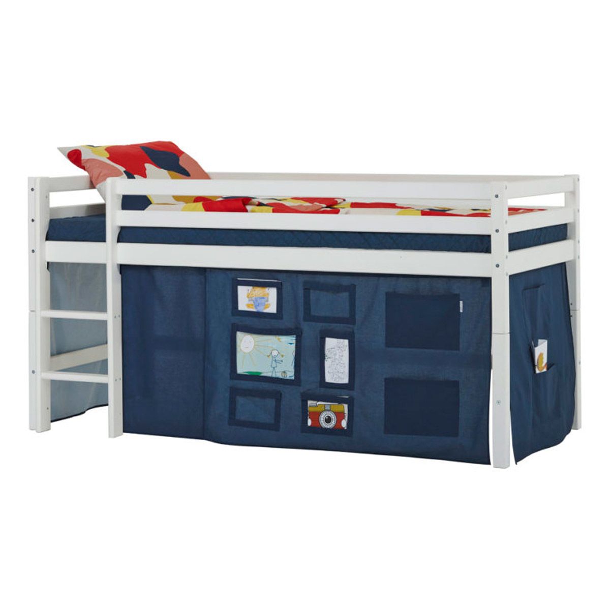 Hoppekids Vorhang-Set für halbhohes Bett 90x200 Dessin Creator orion blue - auch für Etagenbett