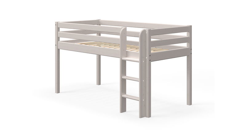 Classic halbhohes Bett mit gerader Leiter, whitewash 90 x 200 cm Classic halbhohes Bett mit gerader Leiter, whitewash 90 x 200 cm