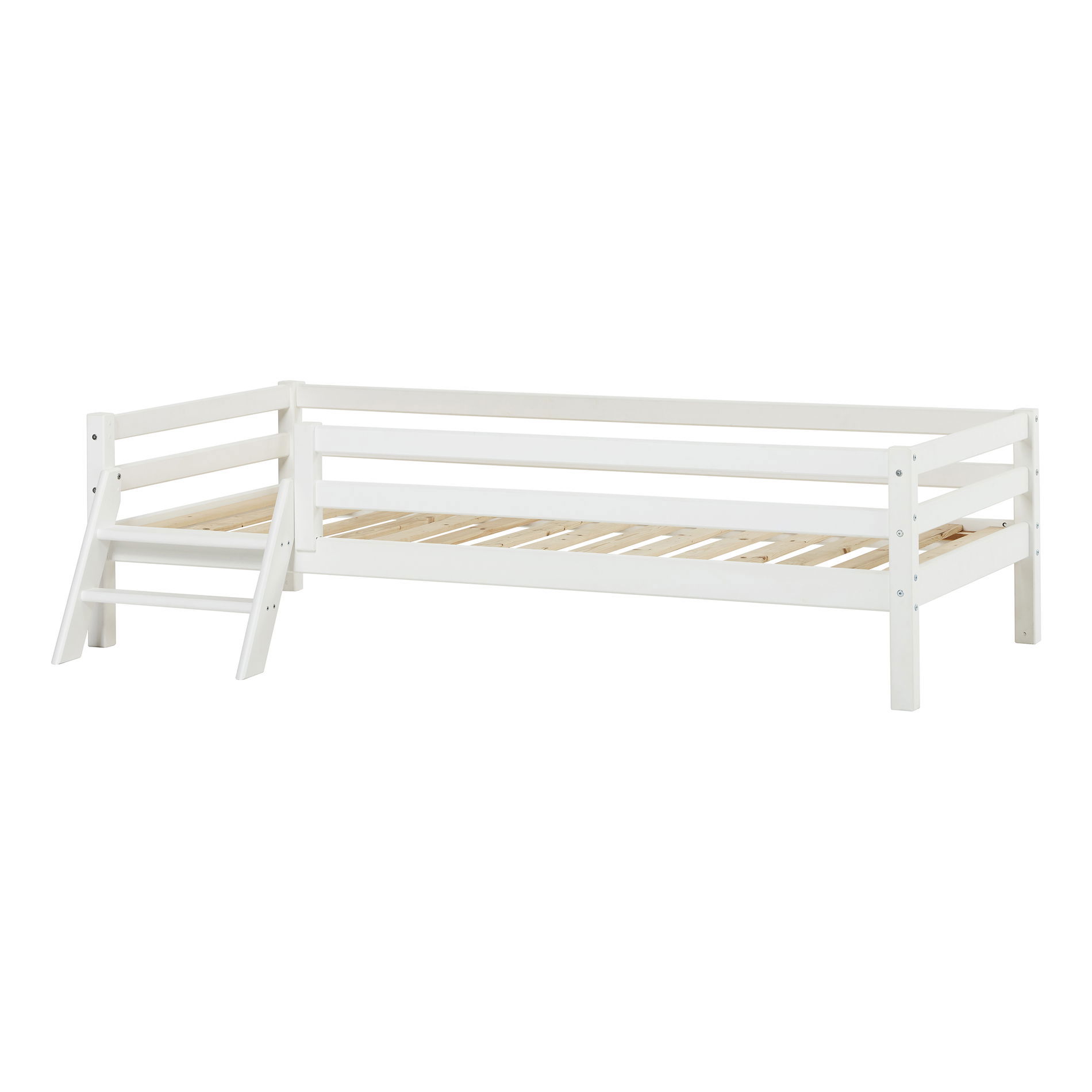 Hoppekids ECO Dream Juniorbett 90x200 cm mit Leiter und Rausfallschutz Weiß