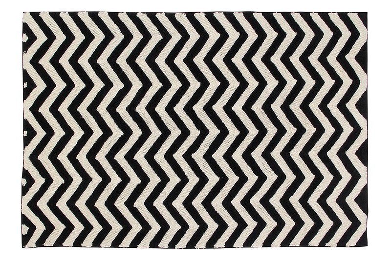 Lorena Black & White Zig-Zag Teppich in 140x200 cm Lorena Black & White Zig-Zag Teppich in 140x200 cm