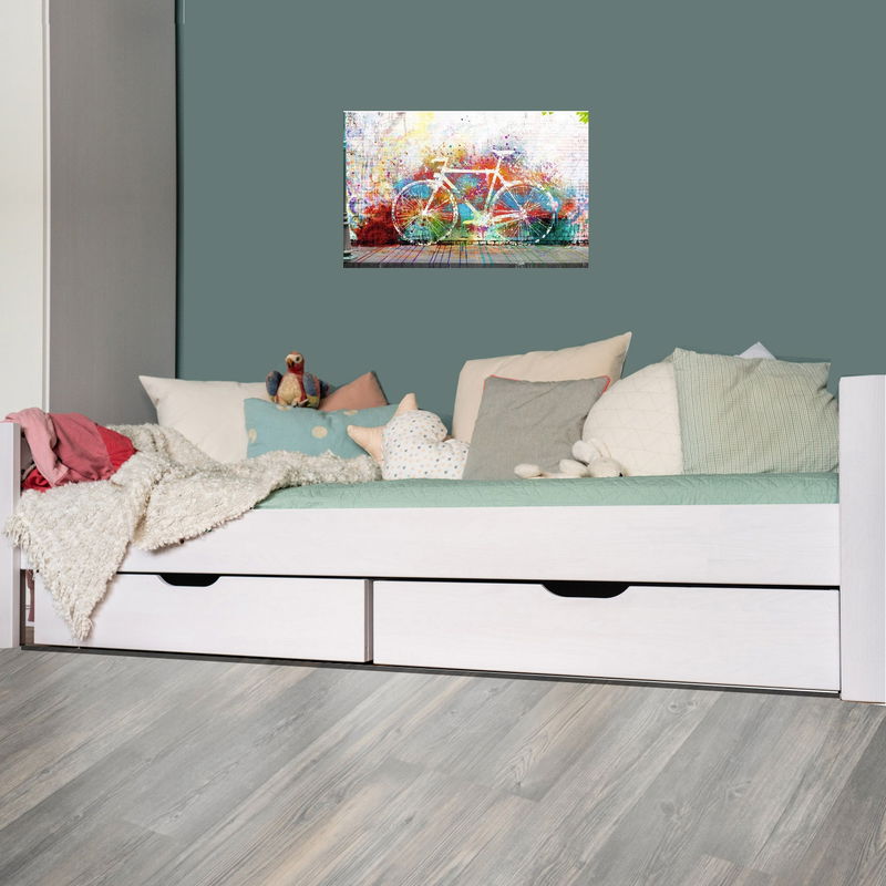 destyle Basisbett DBB-101, Buche massiv weiß mit 2 Bettkästen destyle Basisbett DBB-101, Buche massiv weiß mit 2 Bettkästen