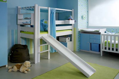 De Breuyn De Style niedriges Spielbett mit Rutsche in weiß De Breuyn De Style niedriges Spielbett mit Rutsche in weiß