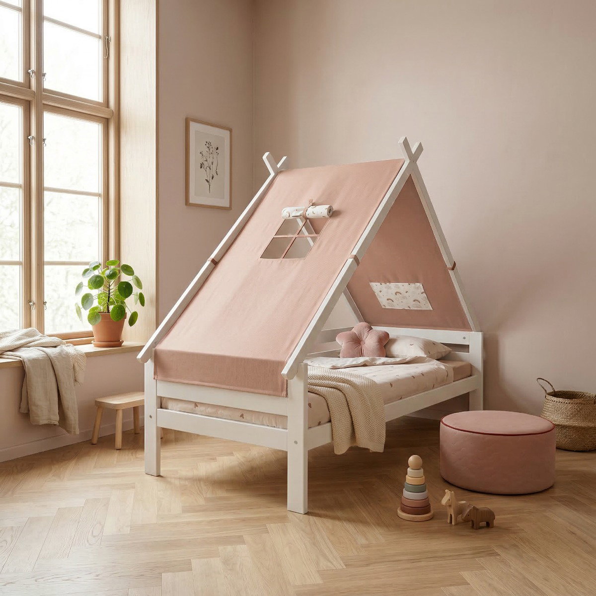 Kinderbett Elements mit Tipi und Stoffdach Rainbows