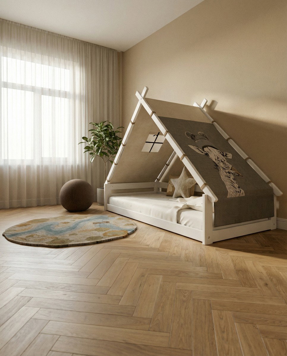 Montesori Bodenbett Elements mit Tipi und Stoffdach Jungle Book
