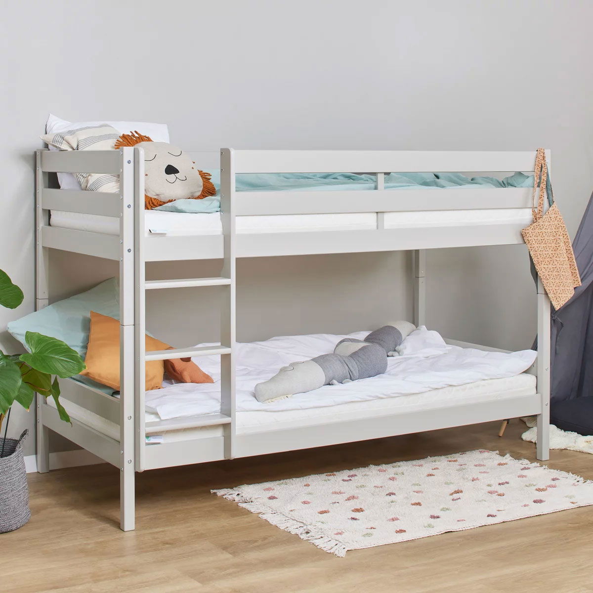 Hoppekids ECO Comfort Etagenbett Dove Grey 90x200 cm - mit Lattenrosten