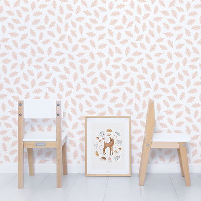 Fototapete - Eichenblätter Light Pink (Vliestapete) Fototapete - Eichenblätter Light Pink (Vliestapete)