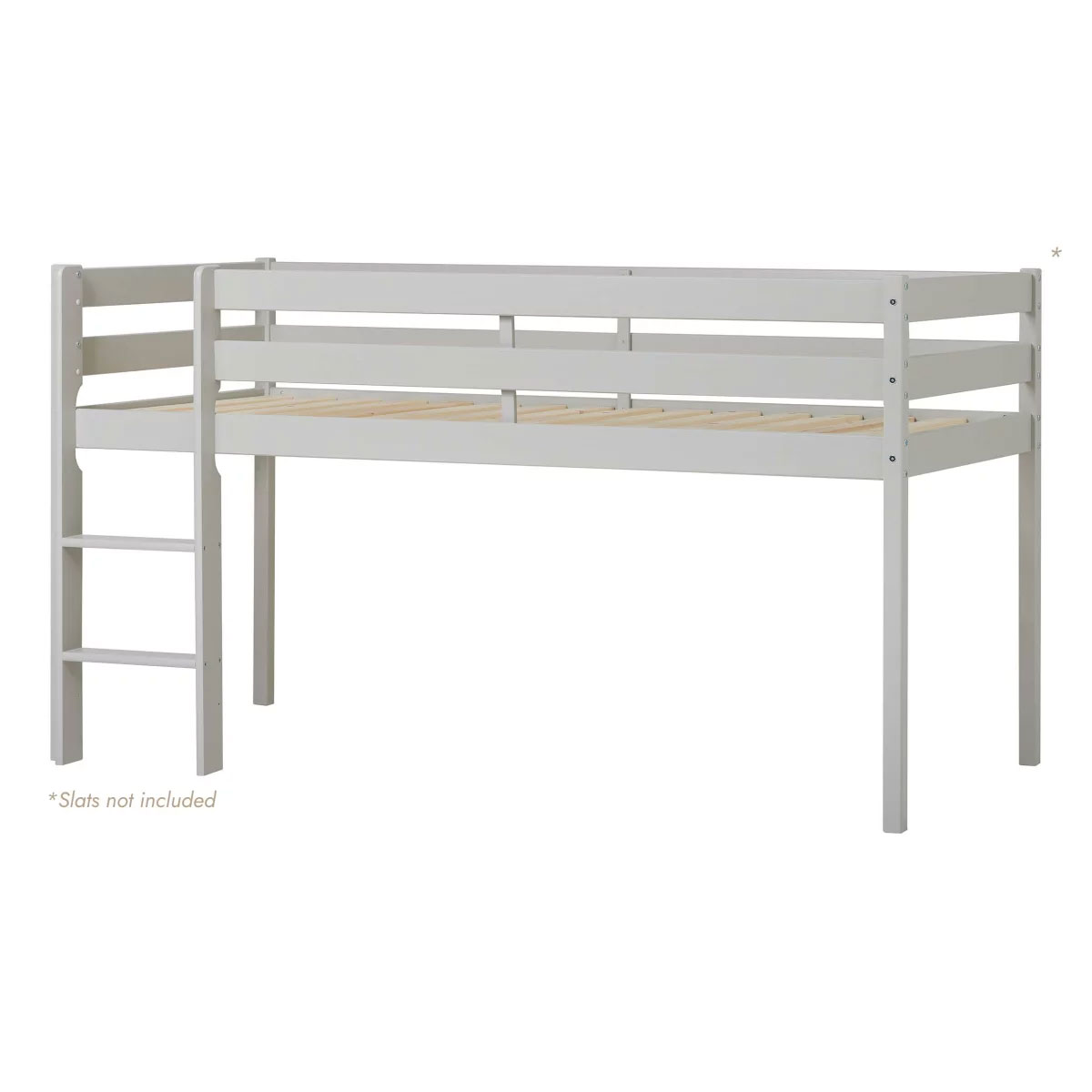 Hoppekids ECO Comfort Halbhohes Bett Dove Grey 90x200 cm - mit Lattenrost