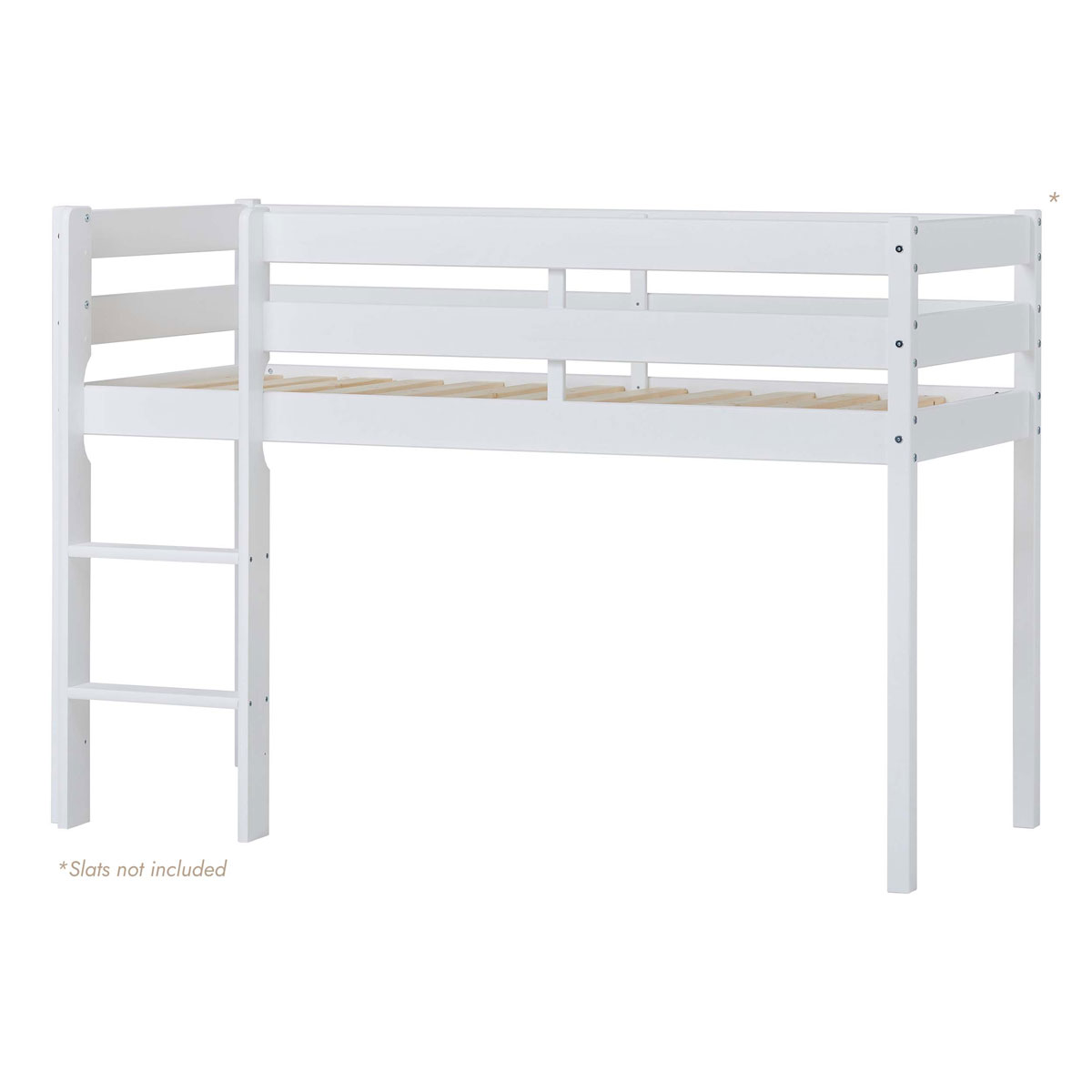Hoppekids ECO Comfort Halbhohes Bett Weiß 70 x 160 cm - mit Lattenrost