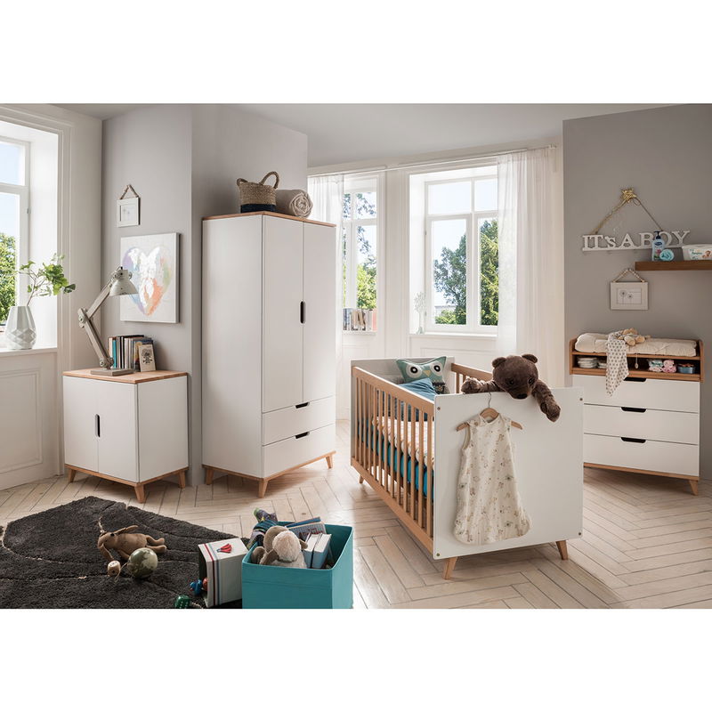 Infanscolor Kommode mit 2 Türen in Buche/ weiß