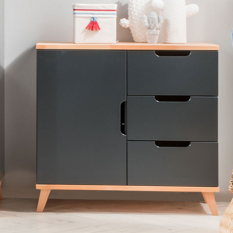 Infanscolor Kommode mit 1 Tür und 3 Schubladen in Buche/