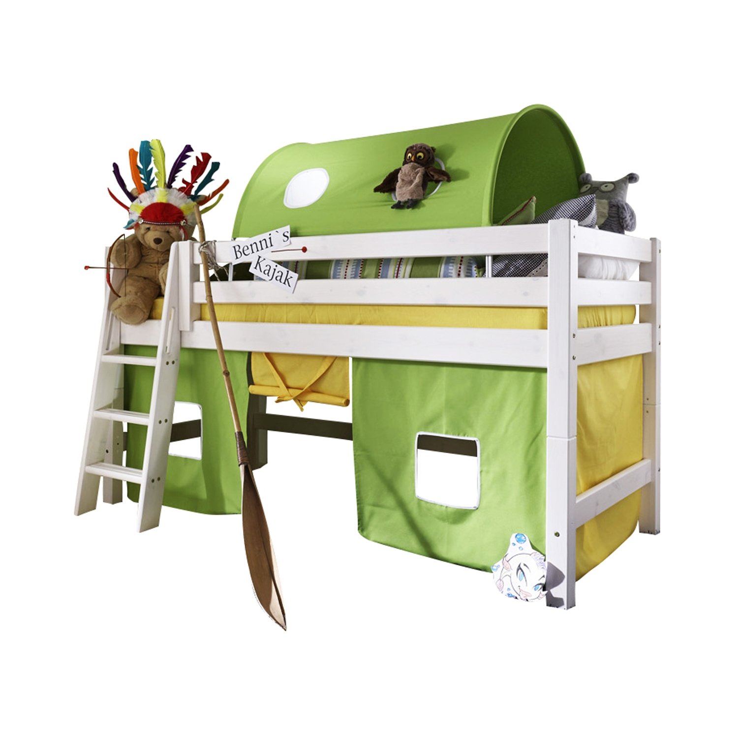 Infans halbhohes Spielbett mit schräger Leiter 