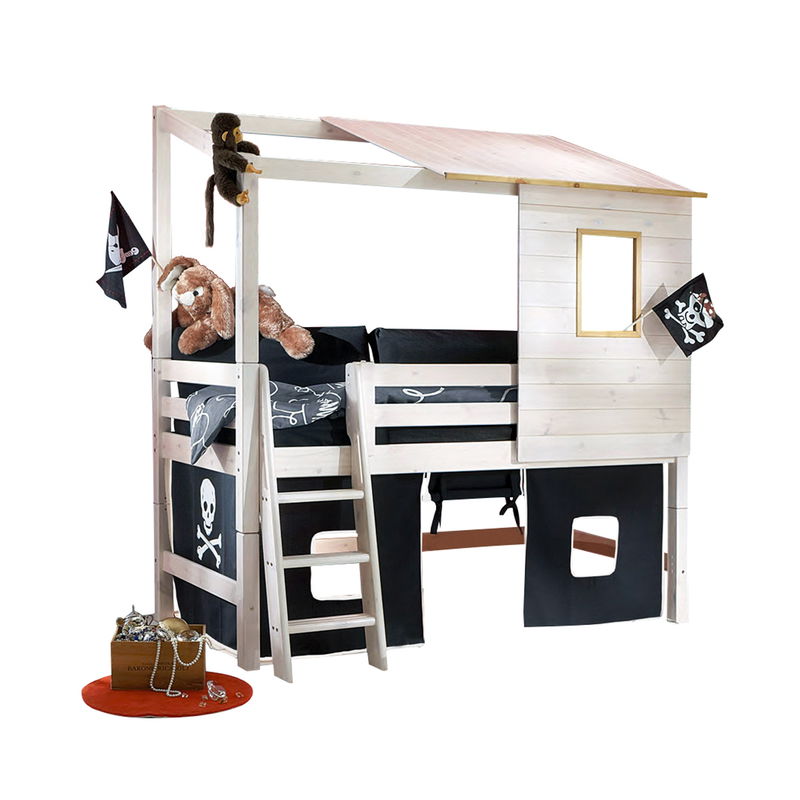 KIDS halbhohes Hüttenbett (Beispiel als Piratenbett) KIDS halbhohes Hüttenbett (Beispiel als Piratenbett)